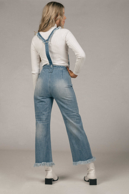 Vintage denim overalls back view - Lemon Lane Vintage