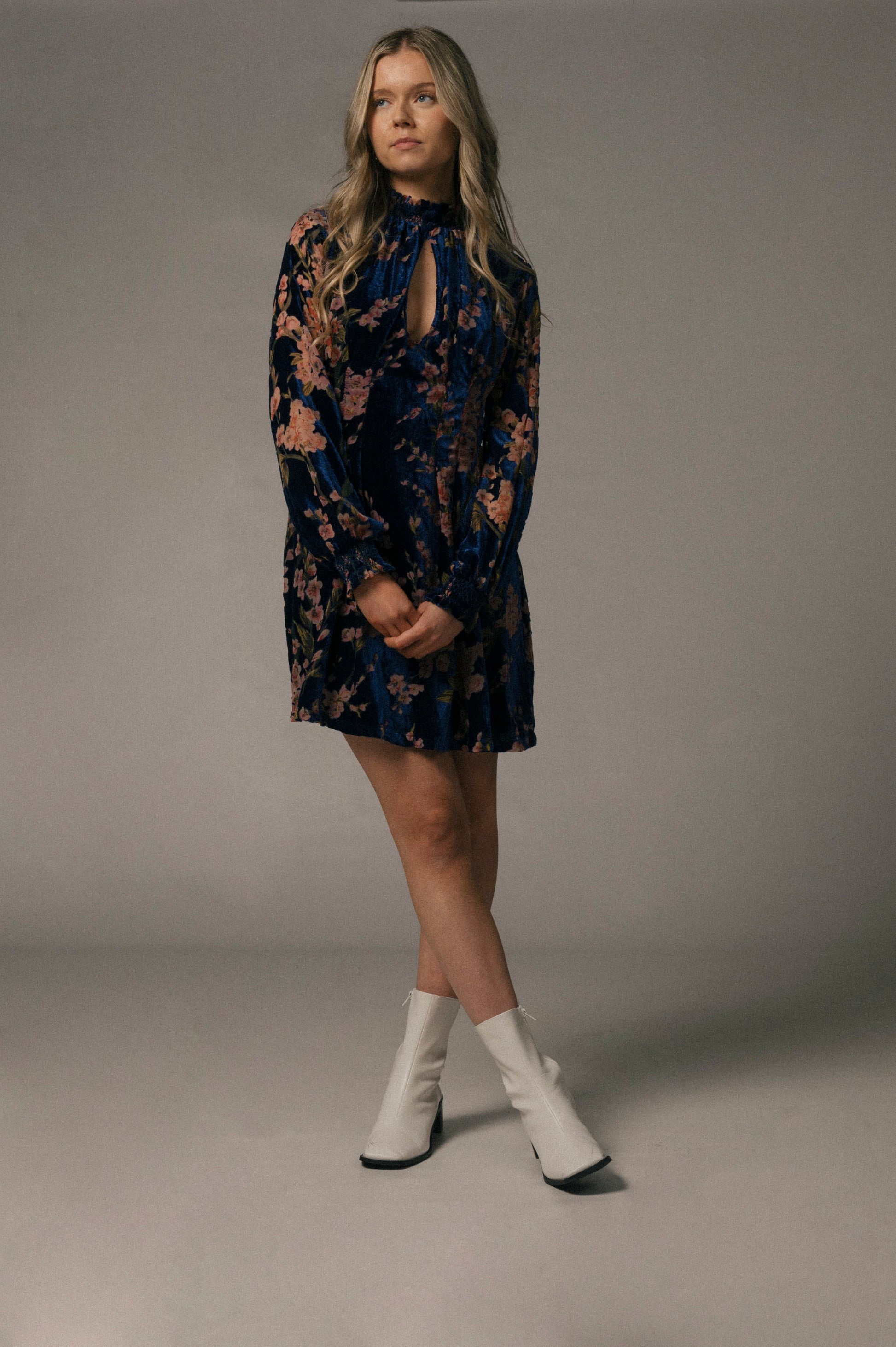 Vintage babydoll mini dress front view - Lemon Lane Vintage