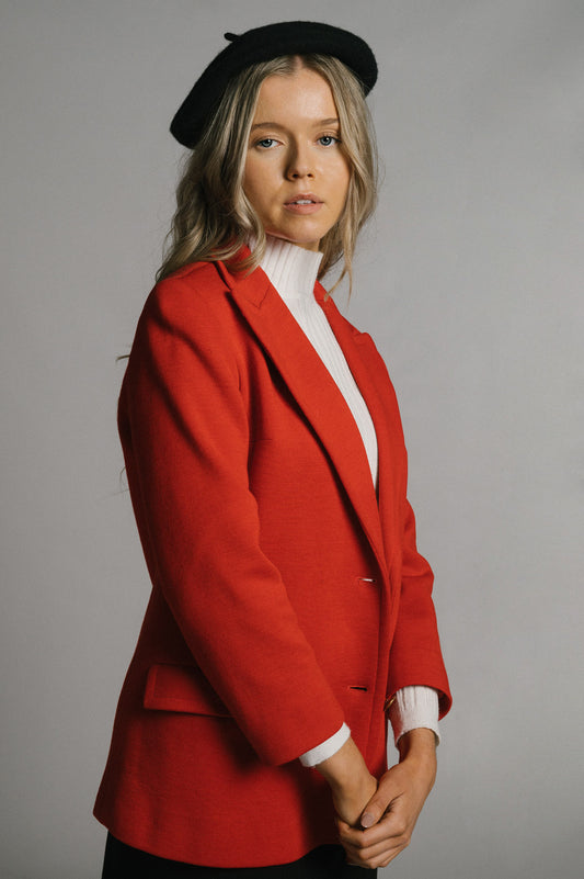 Vintage red blazer side view - Lemon Lane Vintage